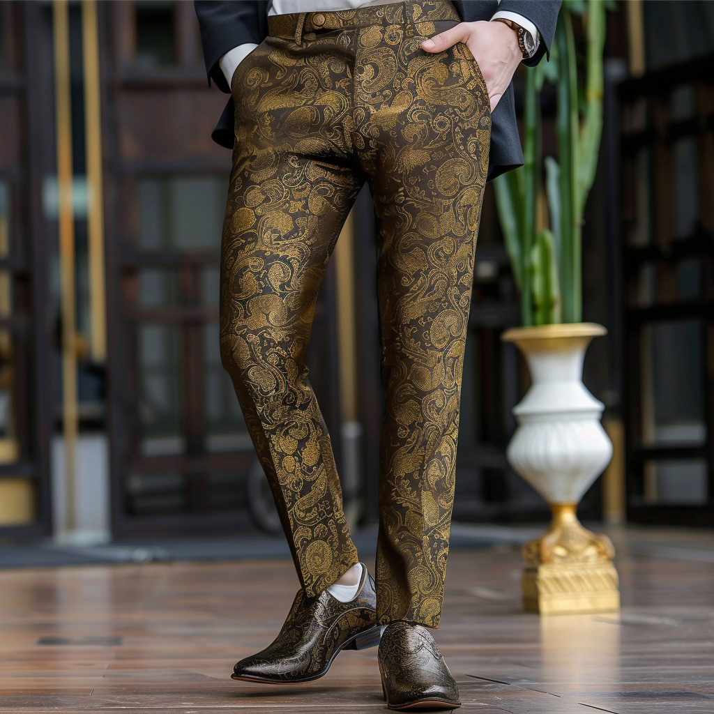 High elastic fabric luxury business casual men's fashion trousers