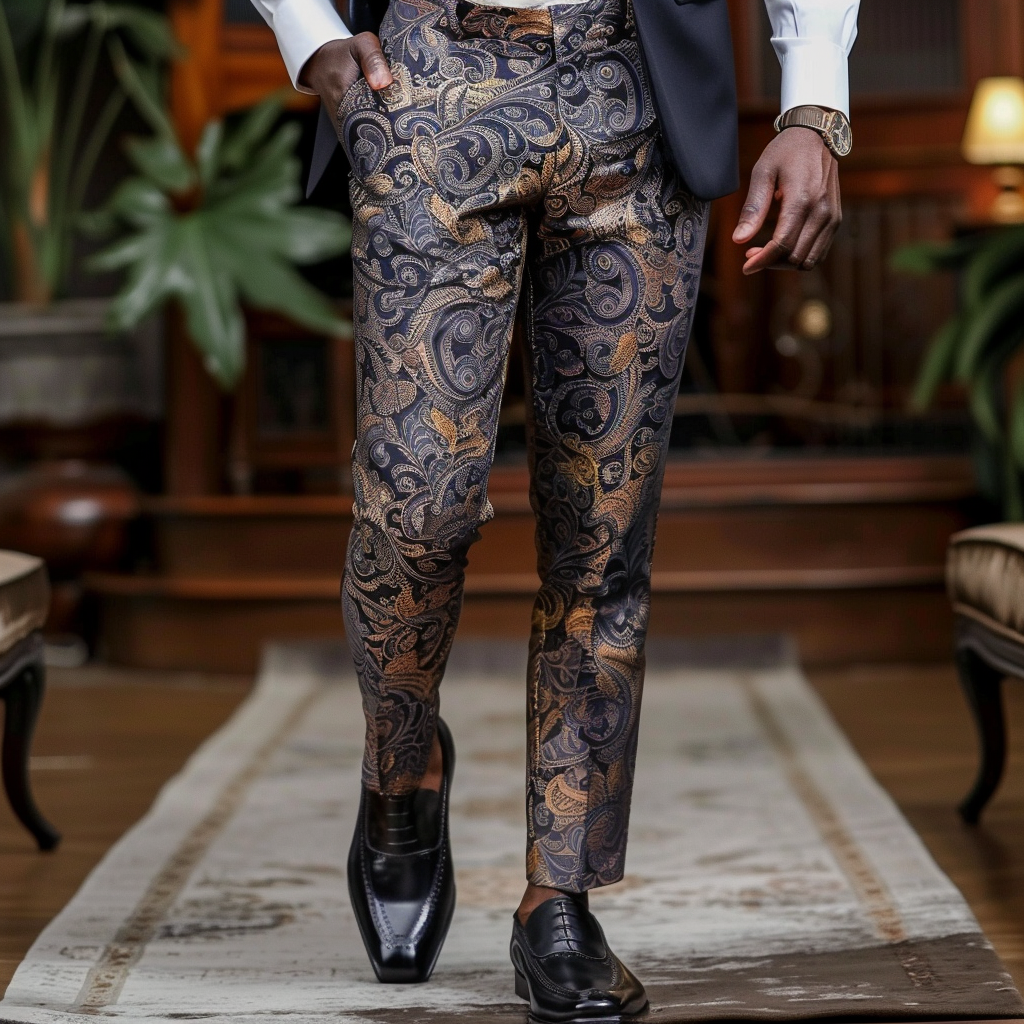 High elastic fabric luxury business casual men's fashion trousers