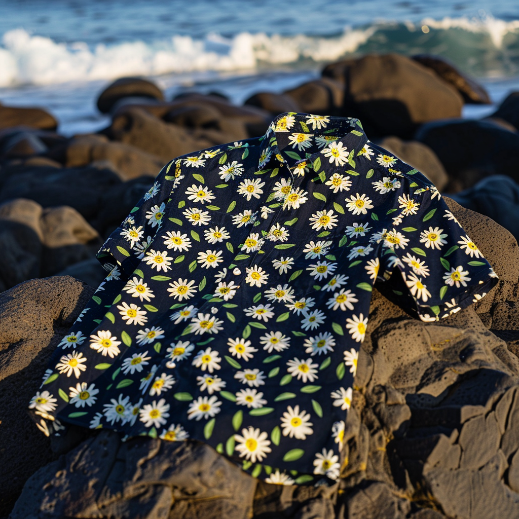 100% Cotton Soft High Elasticity Casual Tropical Print Short Sleeve Breathable Shirt