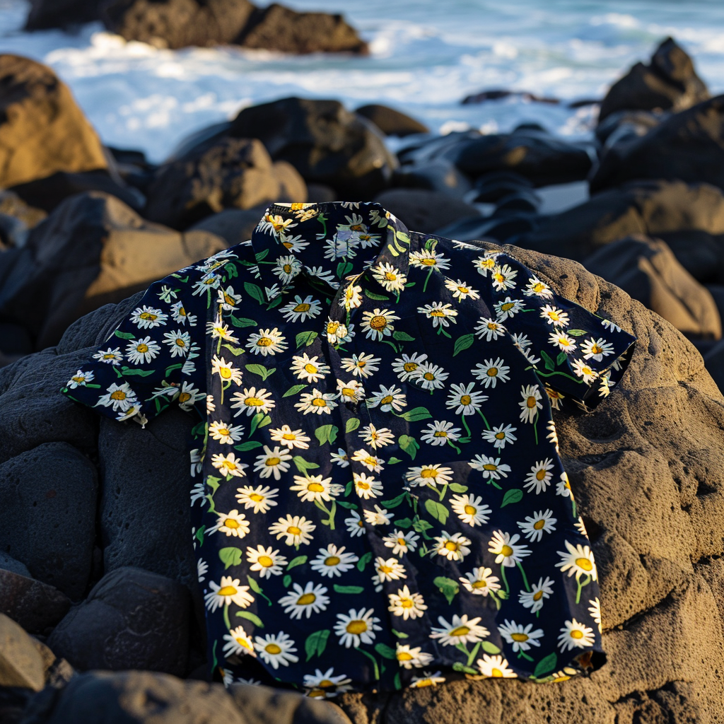 100% Cotton Soft High Elasticity Casual Tropical Print Short Sleeve Breathable Shirt