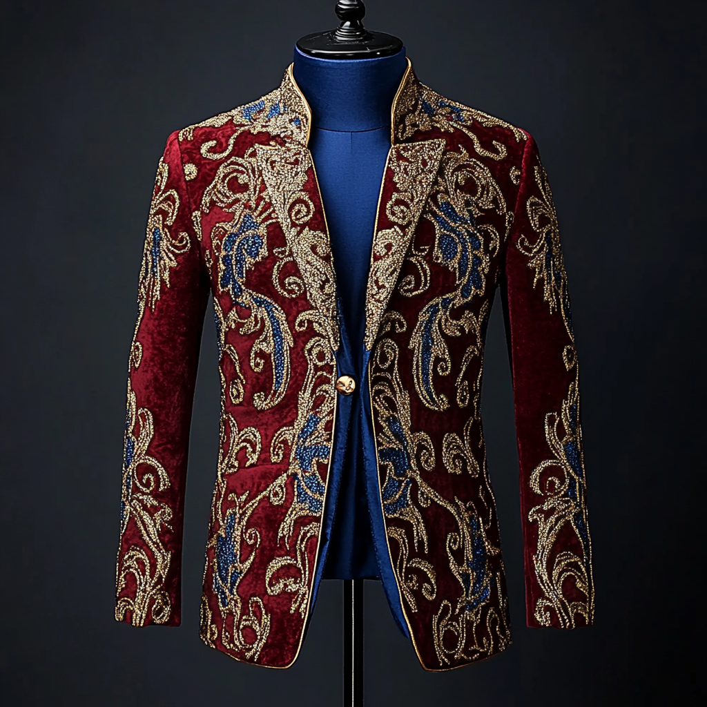 Unique embroidery business gentleman casual Men's Luxury Business Casual Fashion Blazer Suit Coat Jacket