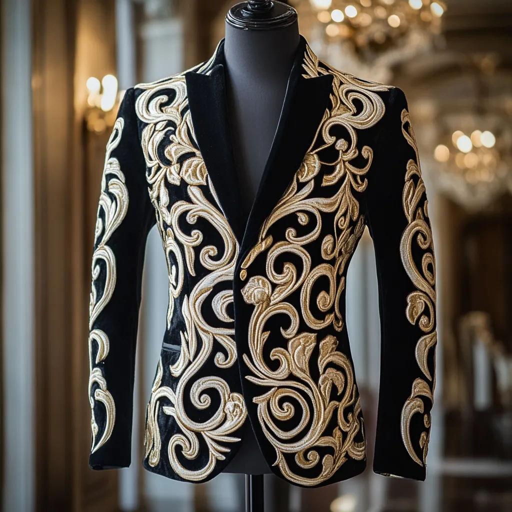 Unique embroidery business gentleman casual Men's Luxury Business Casual Fashion Blazer Suit Coat Jacket