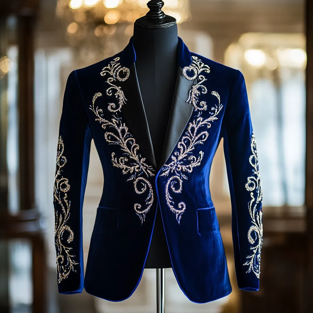 Unique embroidery business gentleman casual Men's Luxury Business Casual Fashion Blazer Suit Coat Jacket