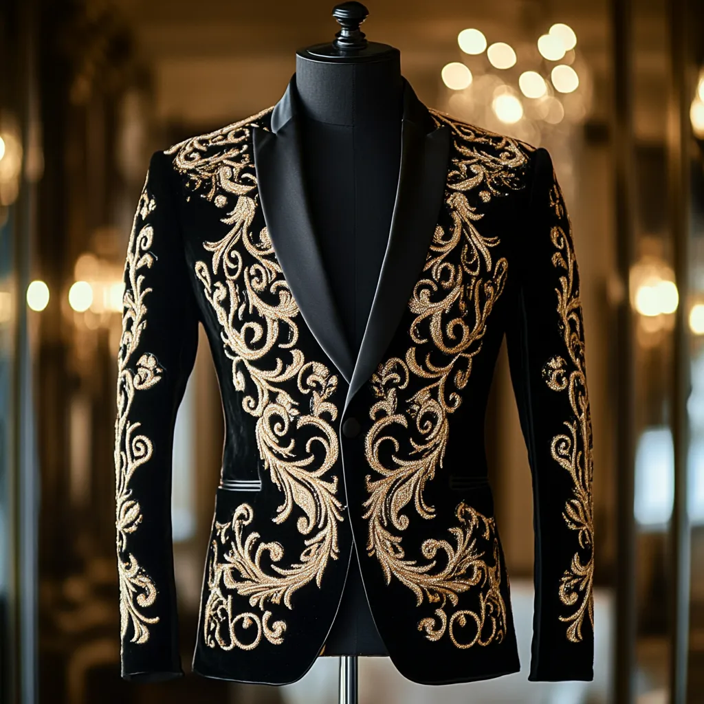 Unique embroidery business gentleman casual Men's Luxury Business Casual Fashion Blazer Suit Coat Jacket