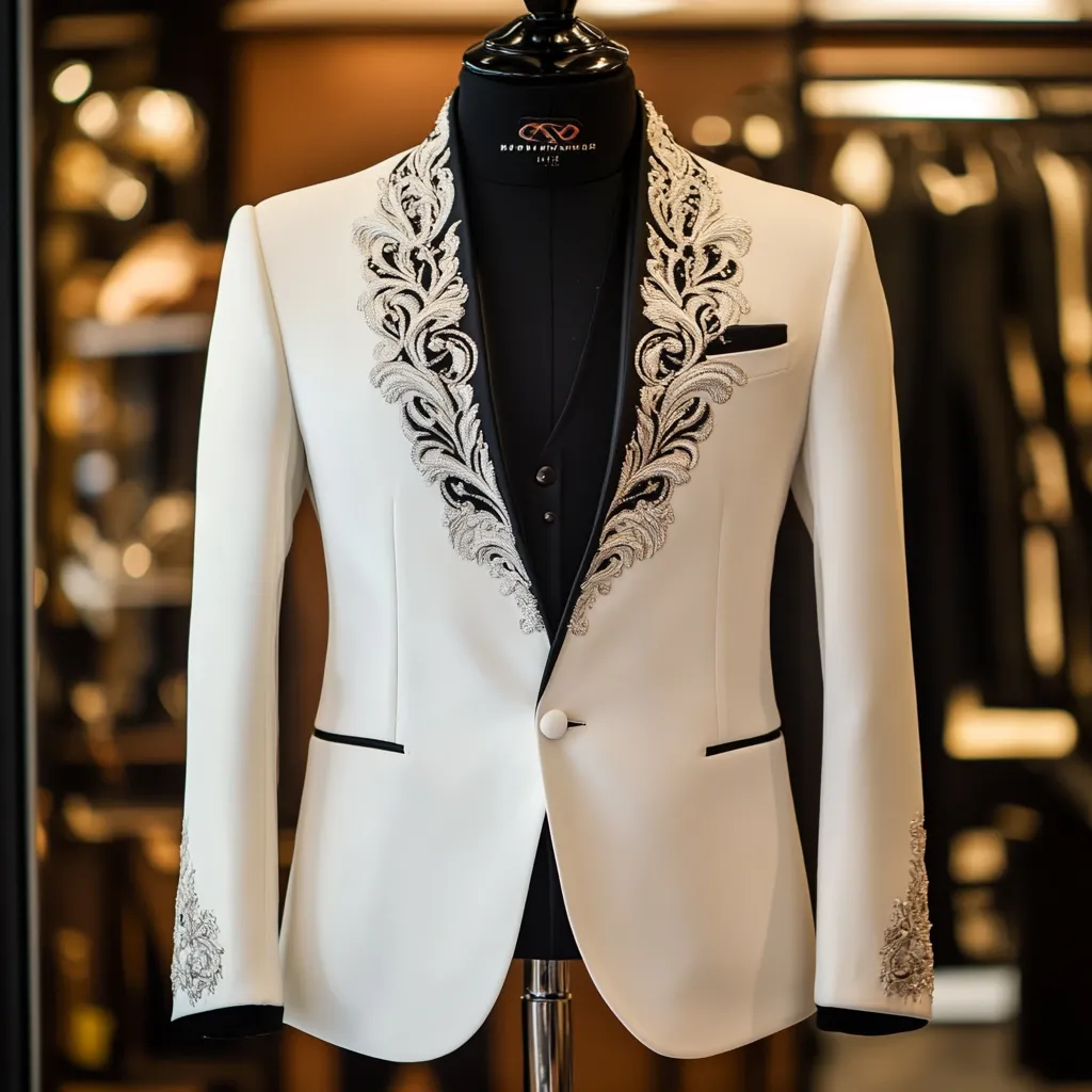 Unique embroidery business gentleman casual Men's Luxury Business Casual Fashion Blazer Suit Coat Jacket