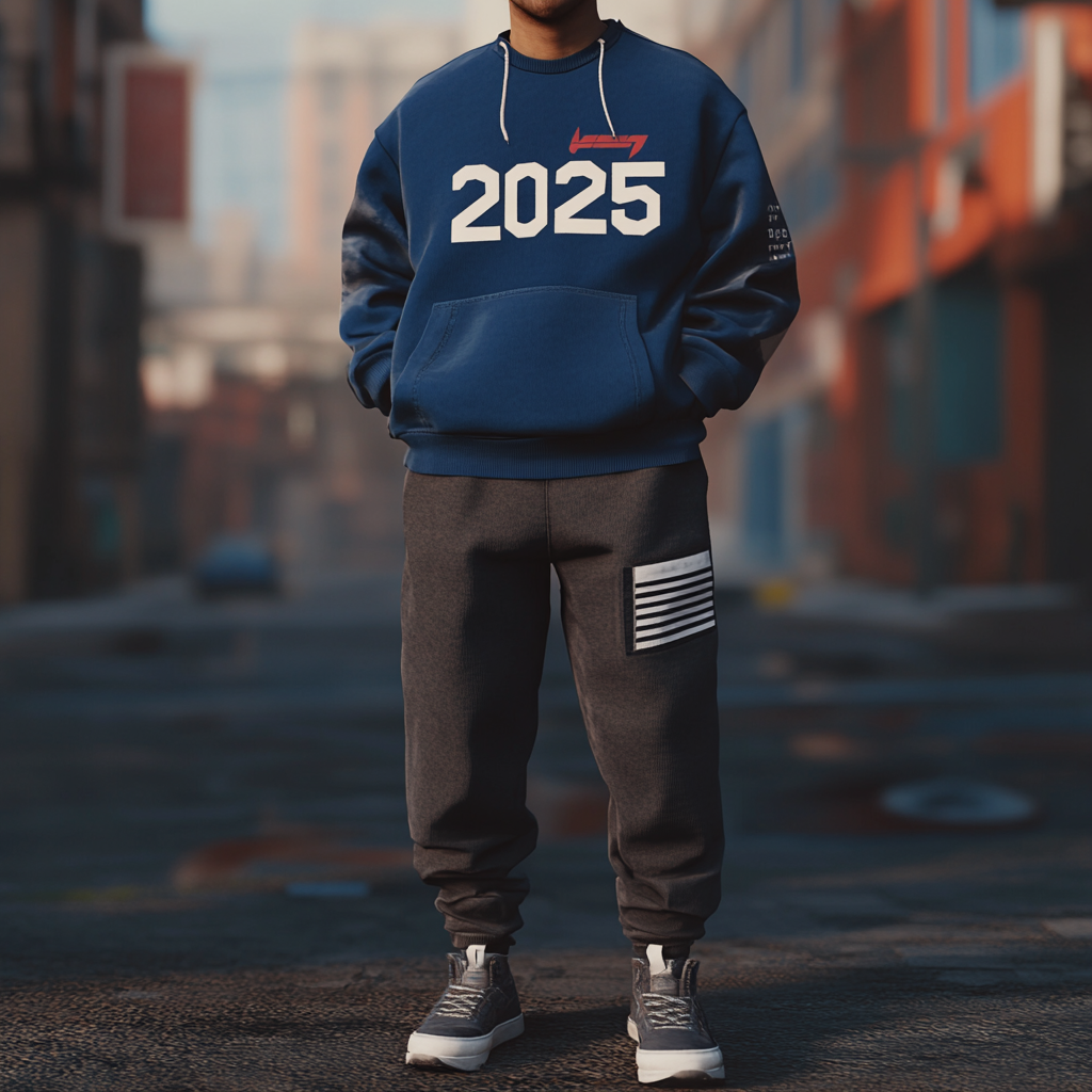 Unique design Men's fashion casual geometric print hoodie set