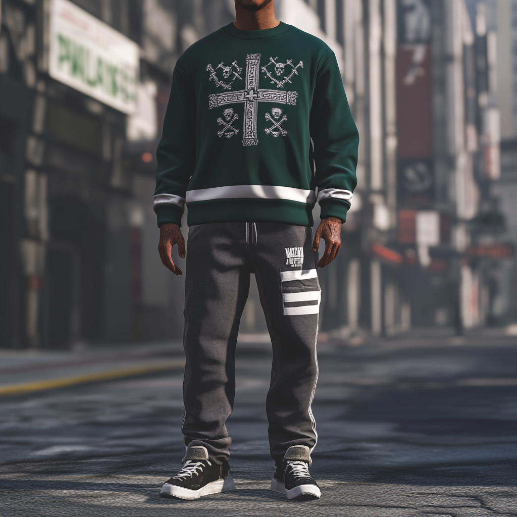 Unique design Men's fashion casual geometric print hoodie set