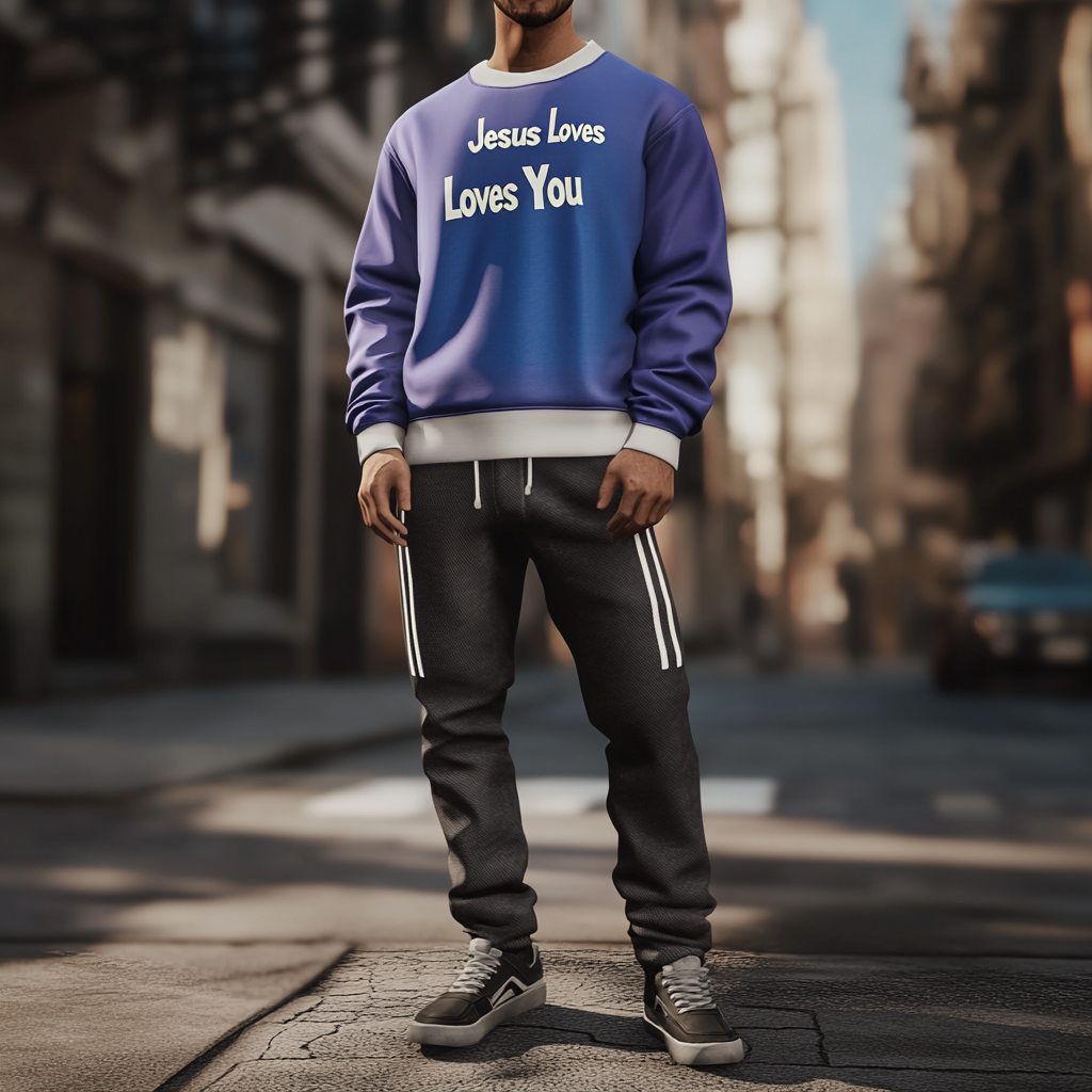 Unique design Men's fashion casual geometric print hoodie set