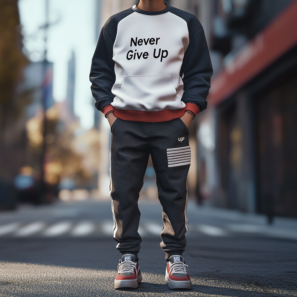 Unique design Men's fashion casual geometric print hoodie set