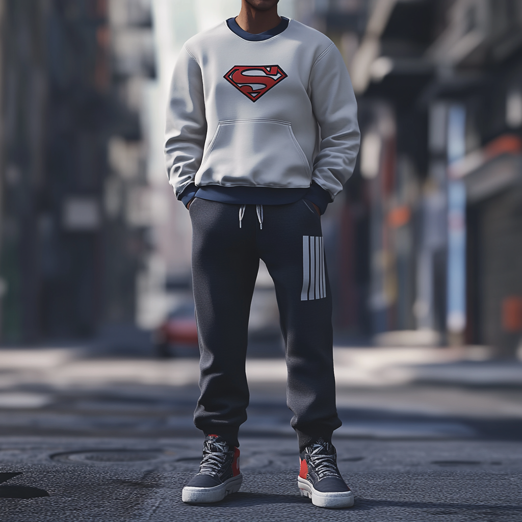 Unique design Men's fashion casual geometric print hoodie set