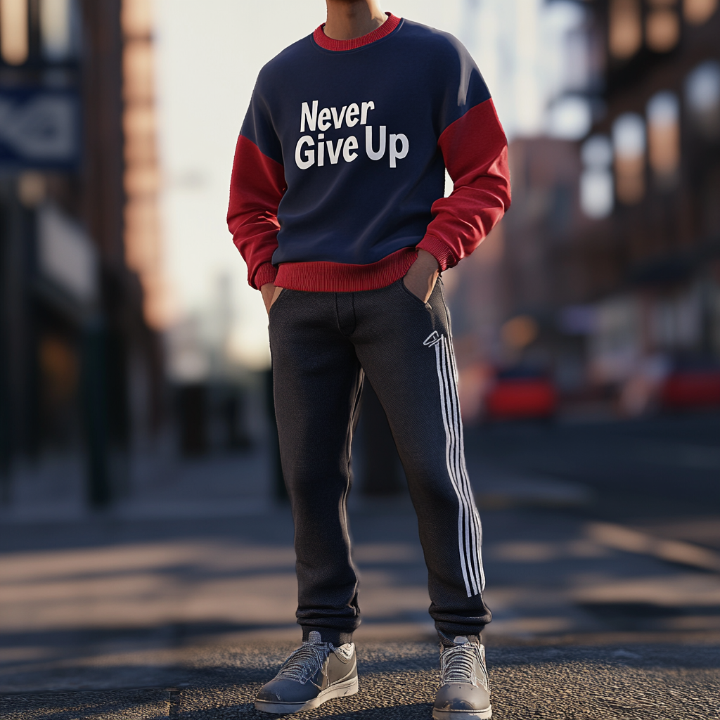 Unique design Men's fashion casual geometric print hoodie set