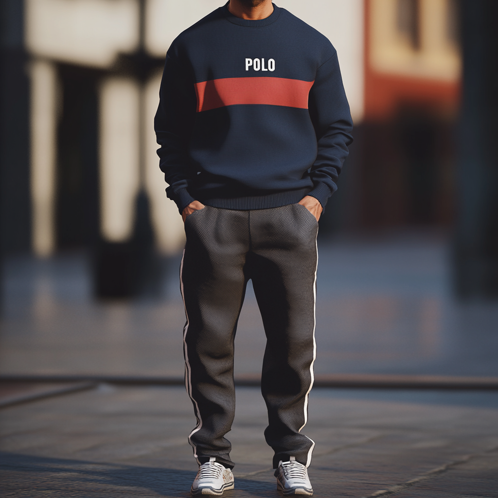 Unique design Men's fashion casual geometric print hoodie set