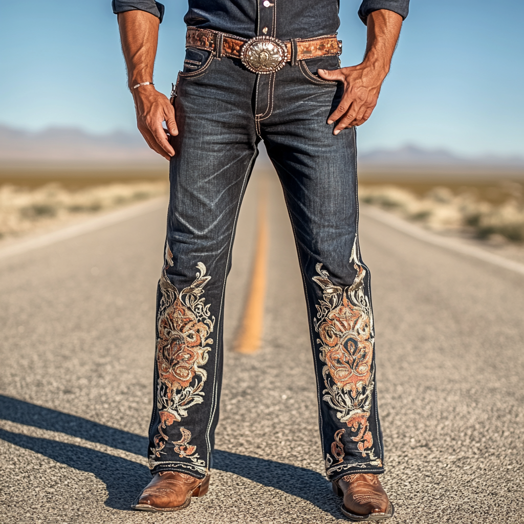 Men's Western Relaxed Jeans pants trousers