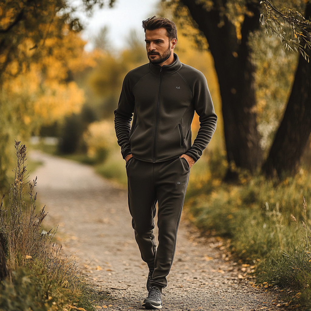 Unique design Men's fashion casual geometric print hoodie set