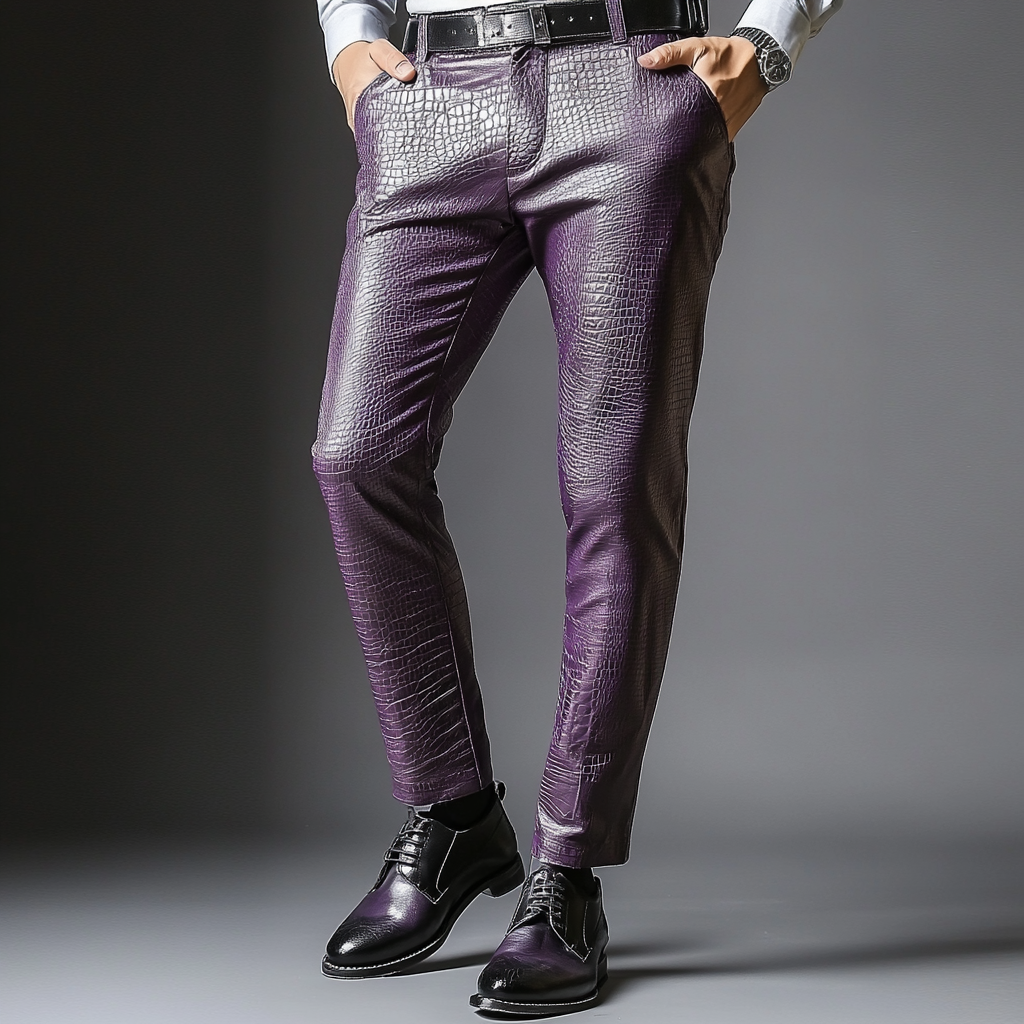 European and American Full-grain Leather Pants Trousers