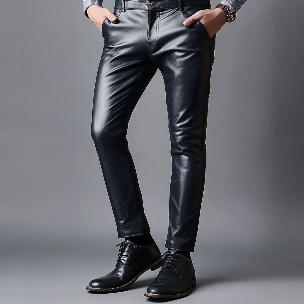 European and American Full-grain Leather Pants Trousers