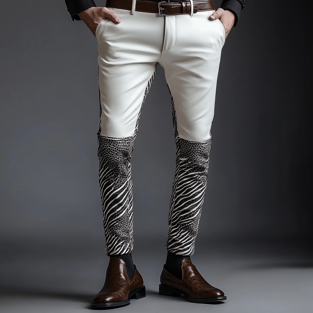 European and American Full-grain Leather Pants Trousers