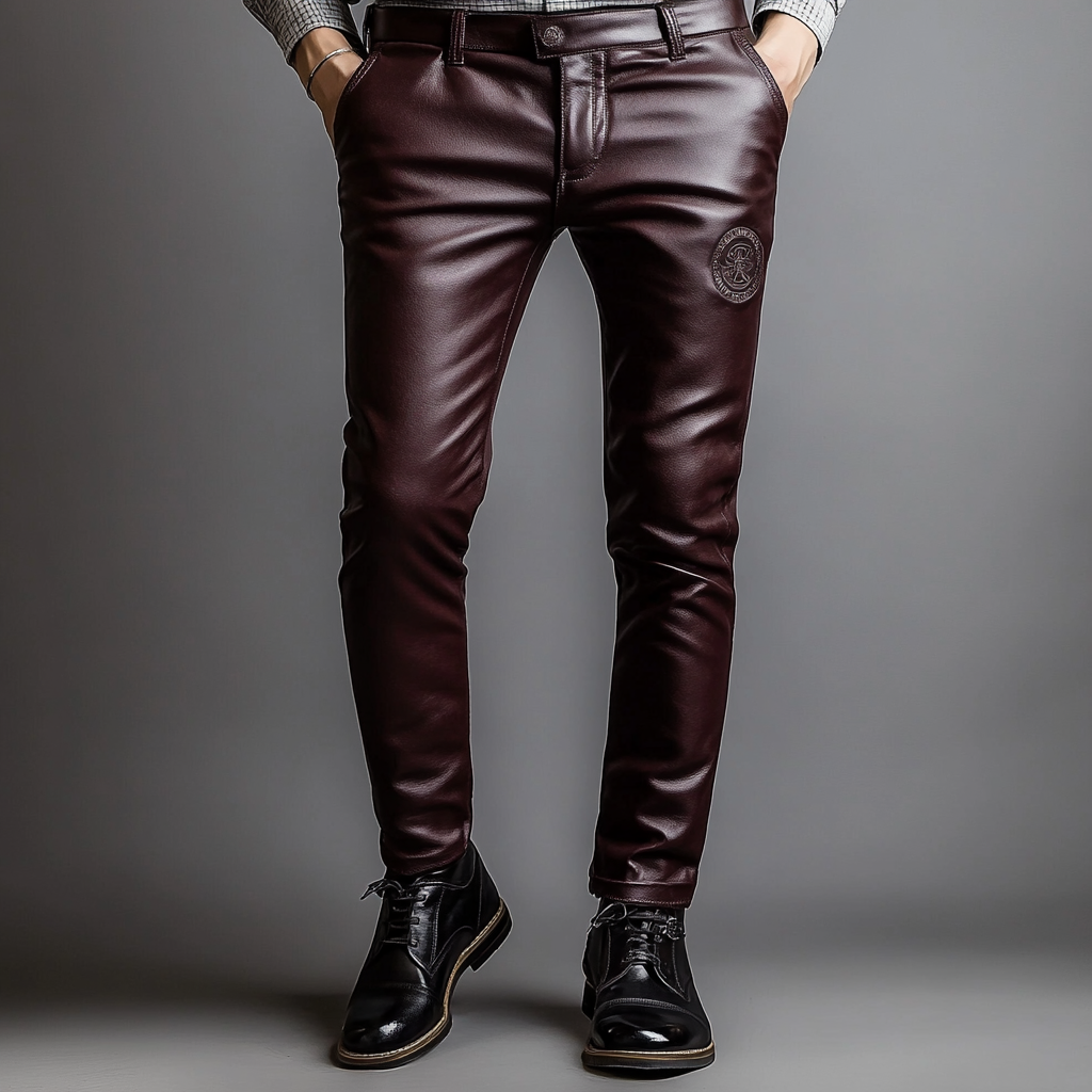 European and American Full-grain Leather Pants Trousers
