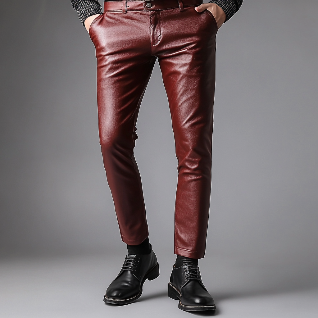 European and American Full-grain Leather Pants Trousers