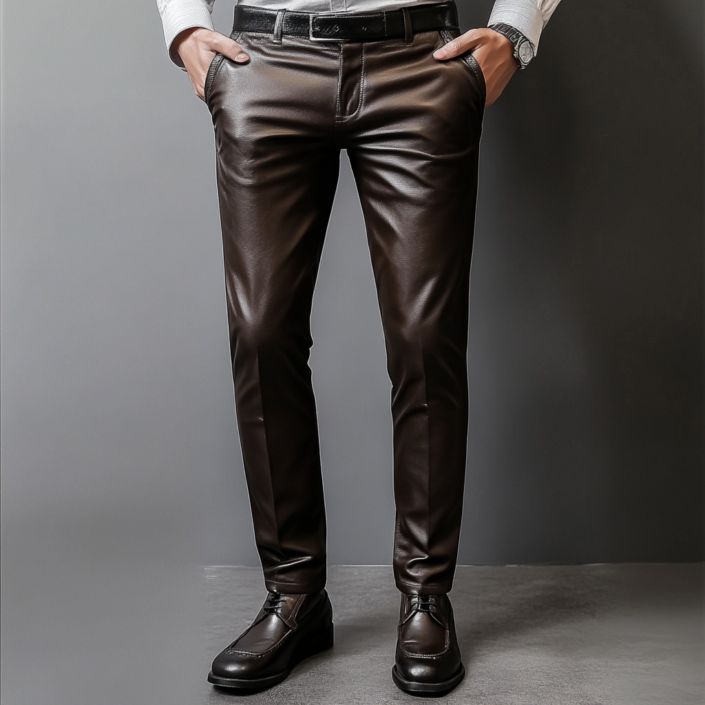 European and American Full-grain Leather Pants Trousers