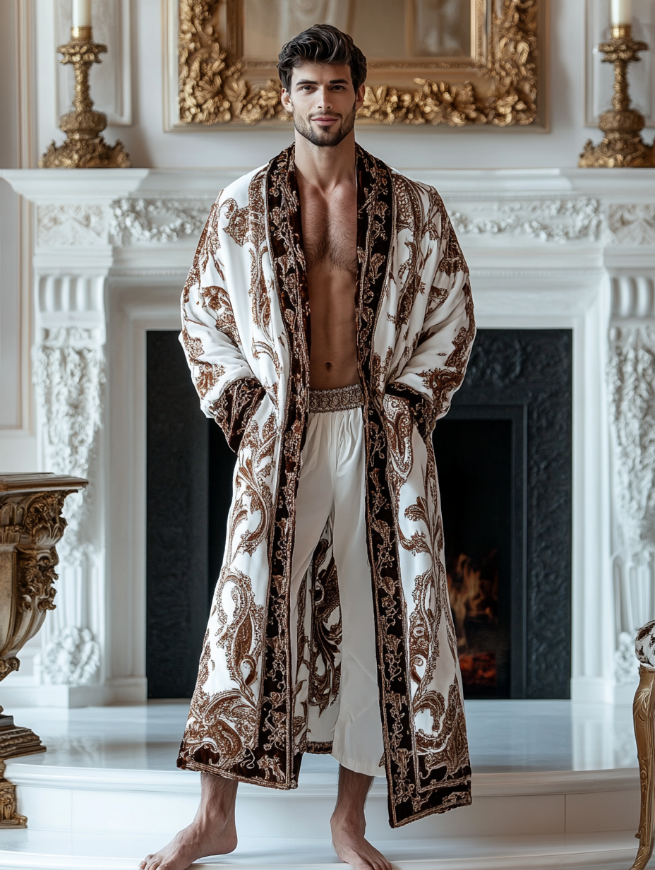 Men's Luxury Soft Silky Pajamas Velvet Robe Homewear