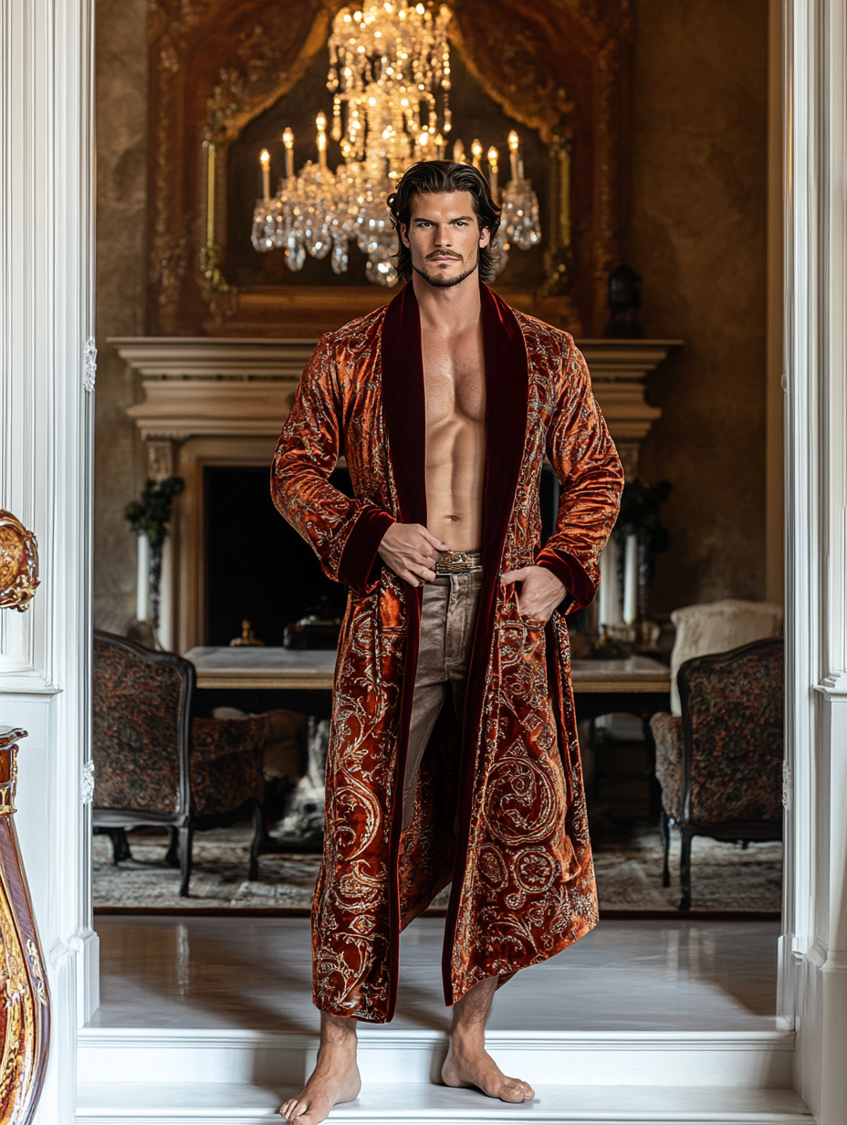 Men's Luxury Soft Silky Pajamas Velvet Robe Homewear