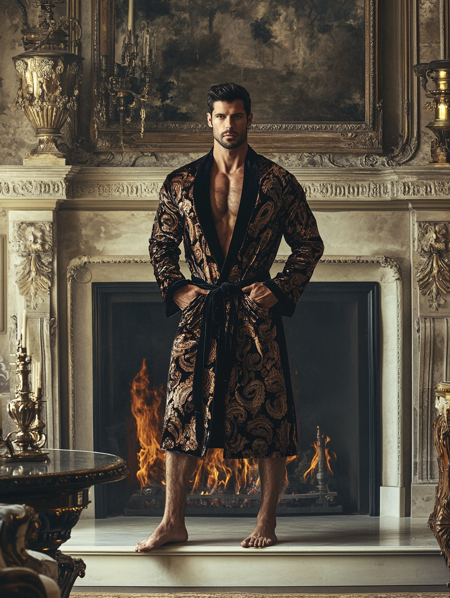 Men's Luxury Soft Silky Pajamas Velvet Robe Homewear