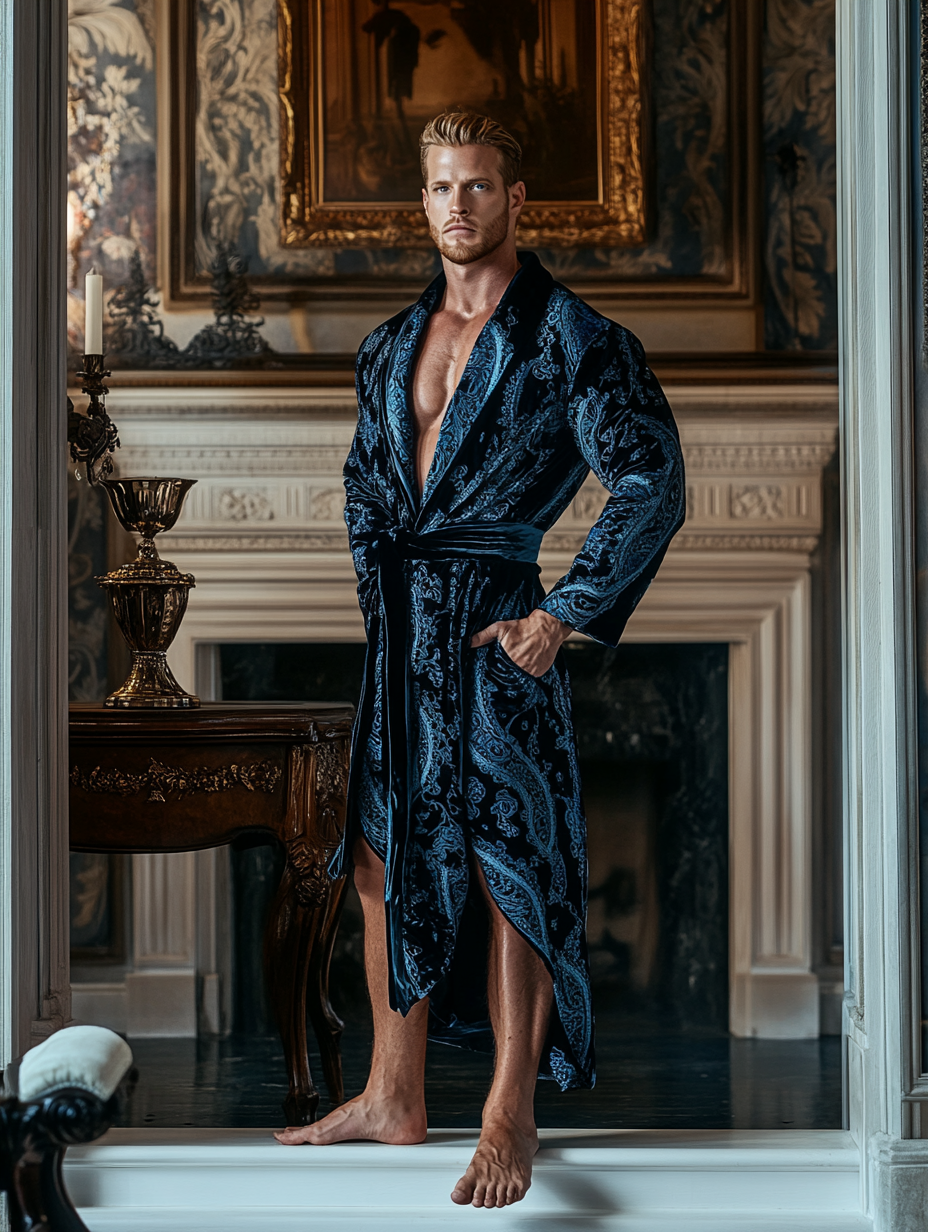Men's Luxury Soft Silky Pajamas Velvet Robe Homewear