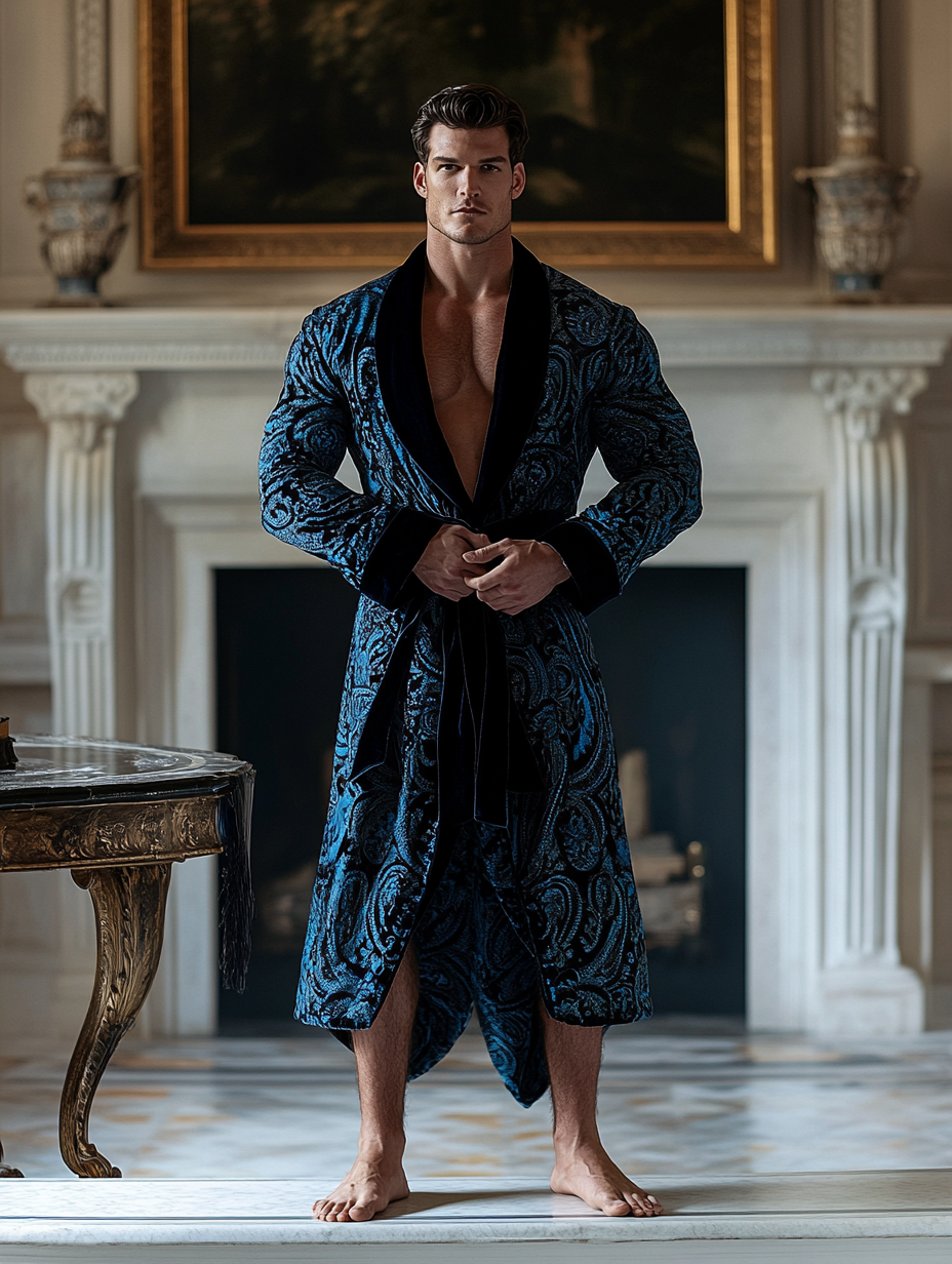 Men's Luxury Soft Silky Pajamas Velvet Robe Homewear