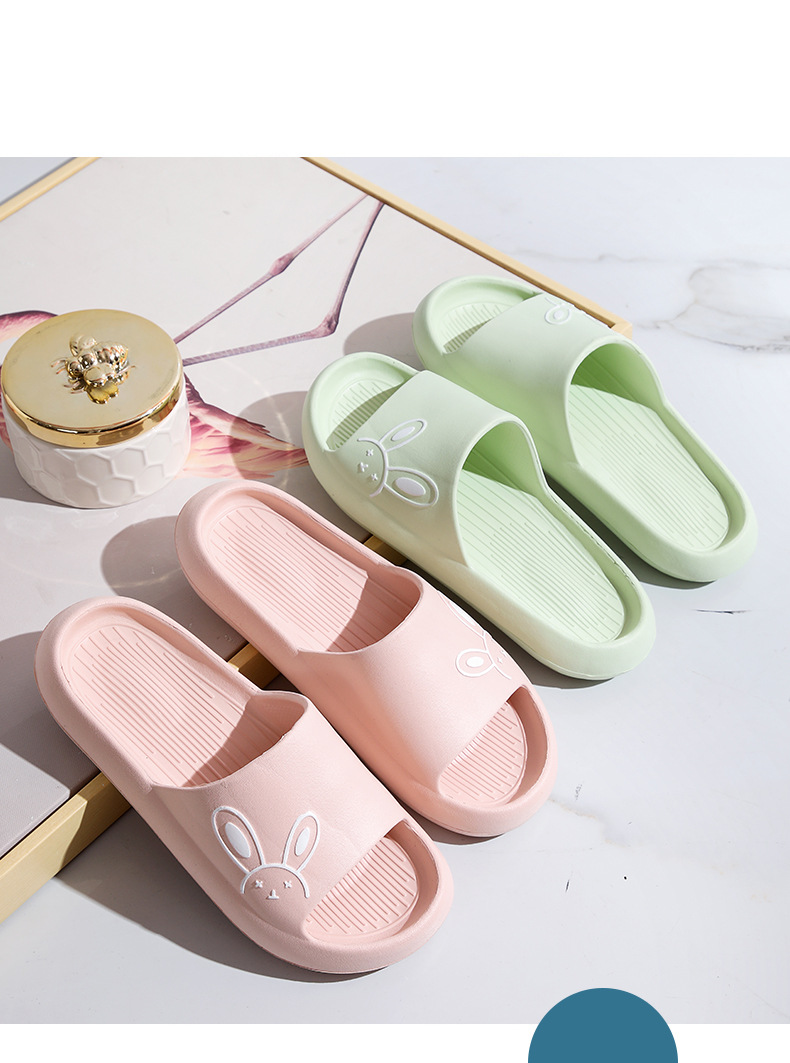 womens kawaii rabbit soft pillow slides solid color non slip eva open toe slippers indoor bathroom slippers details 0