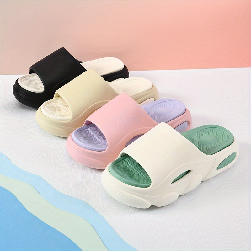 contrast color platform slides casual slip on summer shoes comfortable indoor home shoes details 5