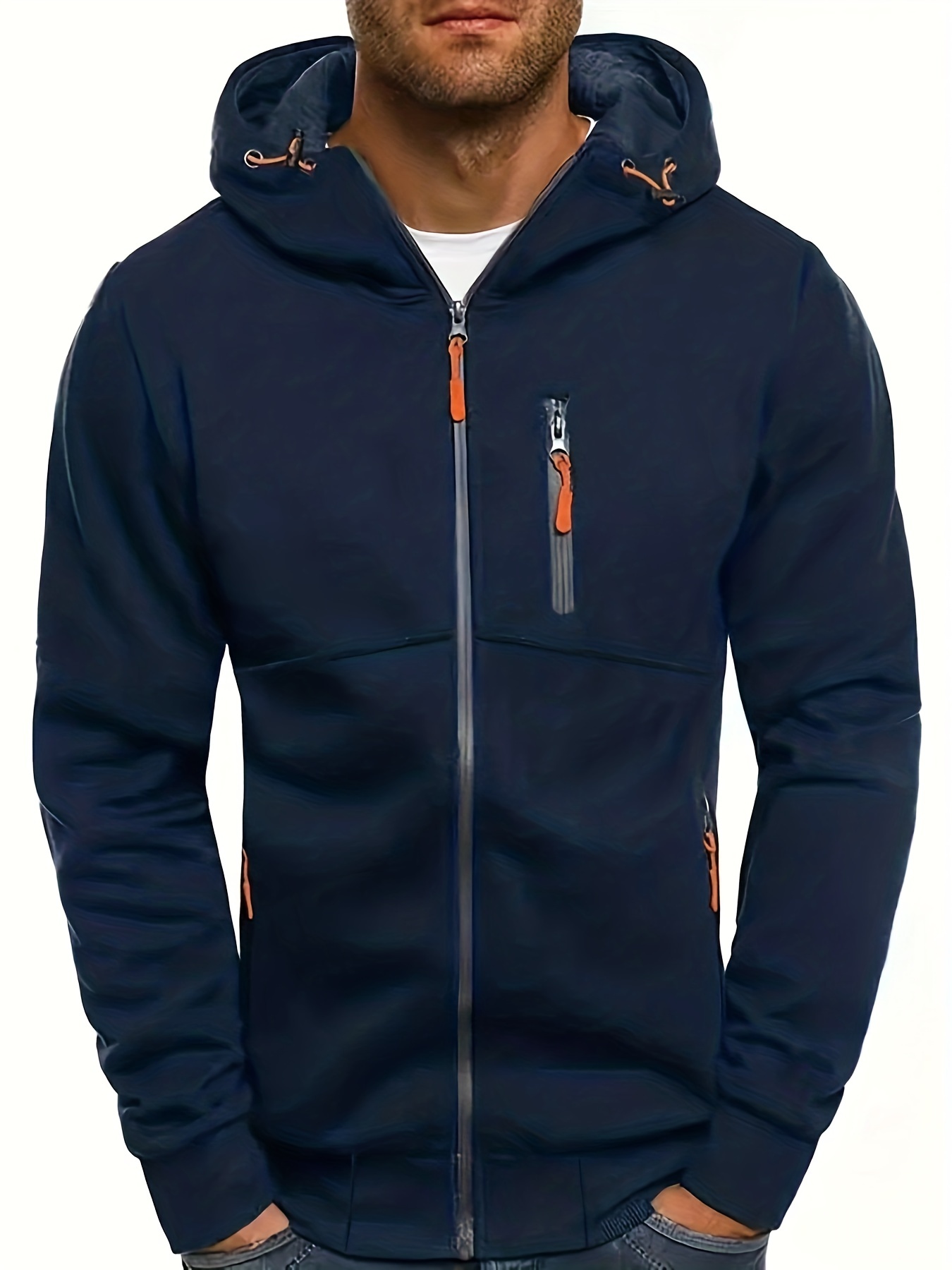 mens zip up hoodies slim fit long sleeve lightweight sweatshirt with kangaroo pocket details 10
