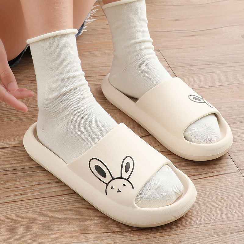 womens kawaii rabbit soft pillow slides solid color non slip eva open toe slippers indoor bathroom slippers details 9