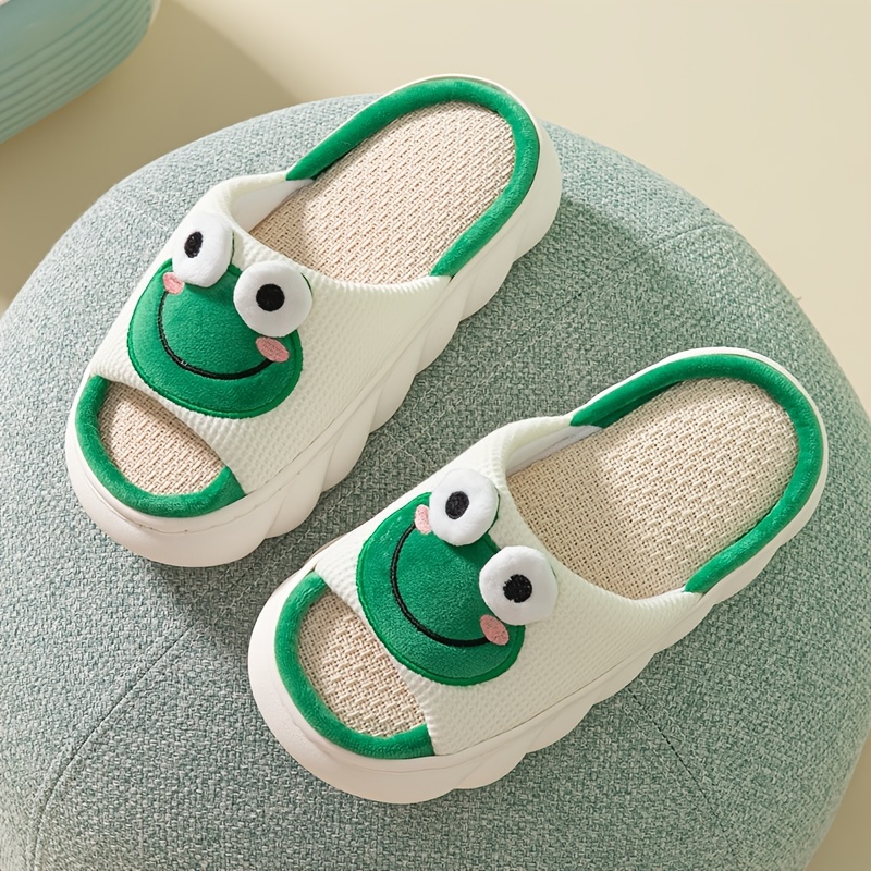 womens cute cartoon home slippers indoor platform non slip slippers rabbit carrot decor linen slippers details 6