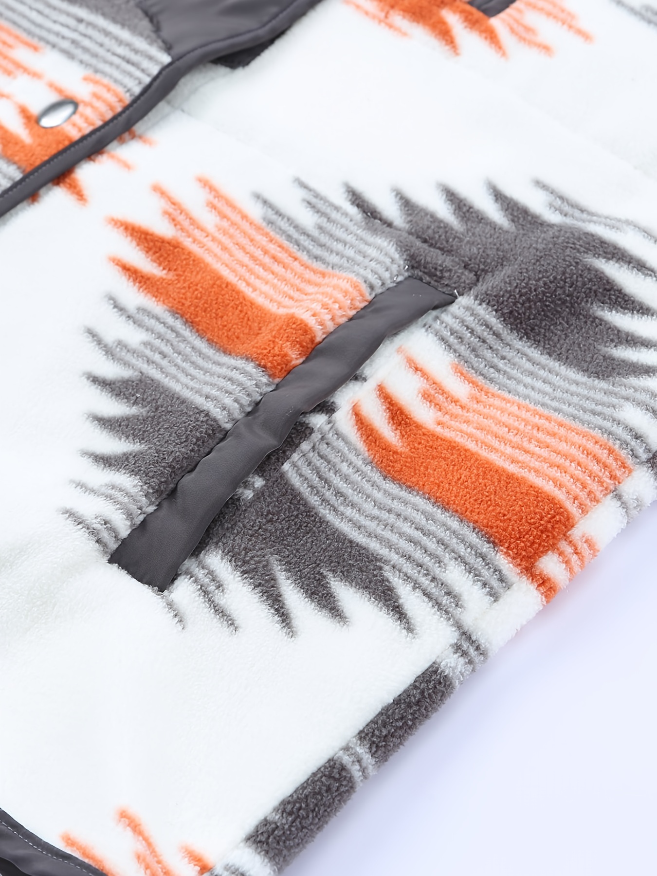 aztec print buttoned retro jacket casual every day outerwear for fall winter womens clothing details 1