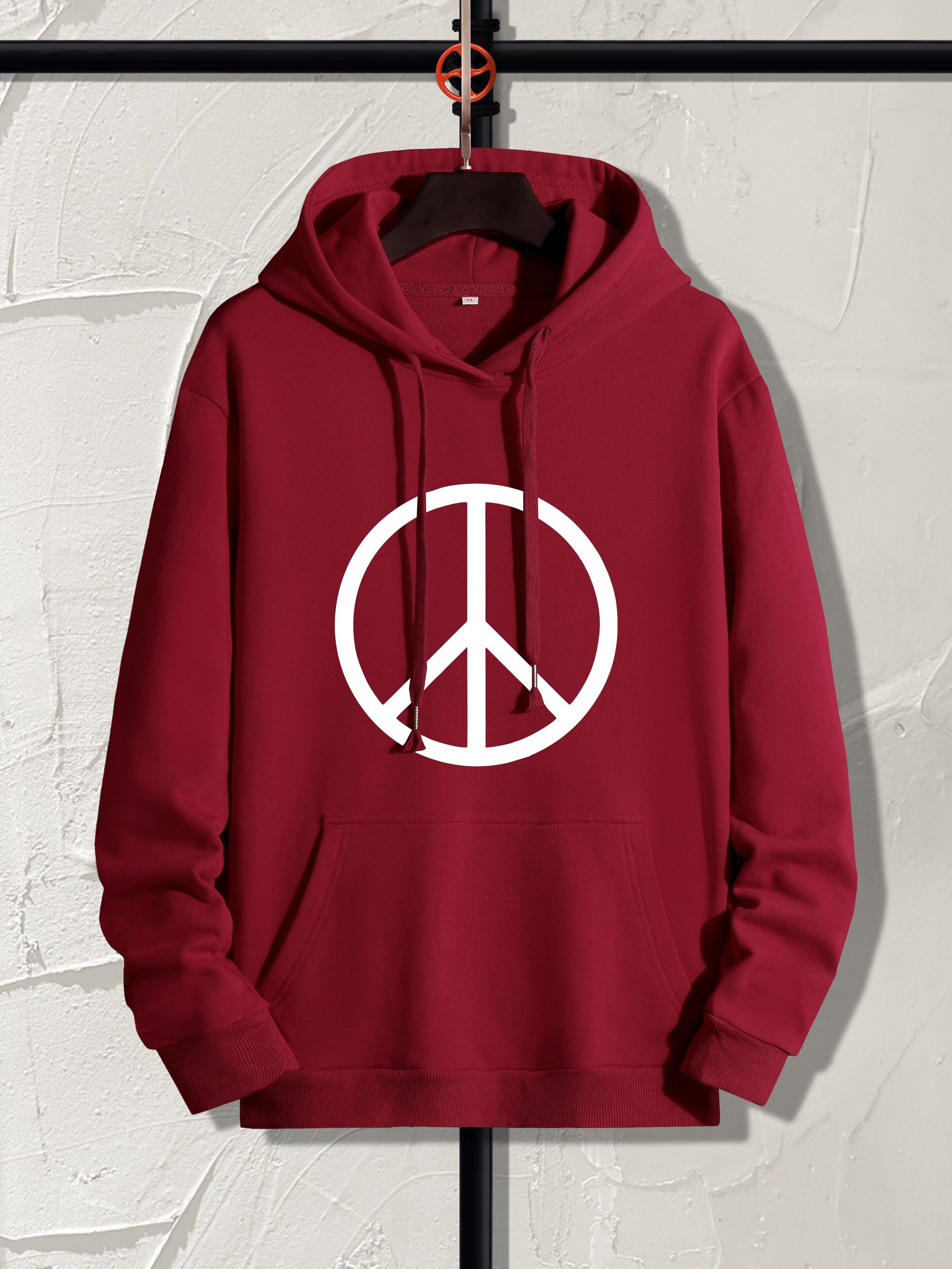 peace sign print hoodie hoodies for men mens casual graphic design pullover hooded sweatshirt with kangaroo pocket streetwear for winter fall as gifts details 20