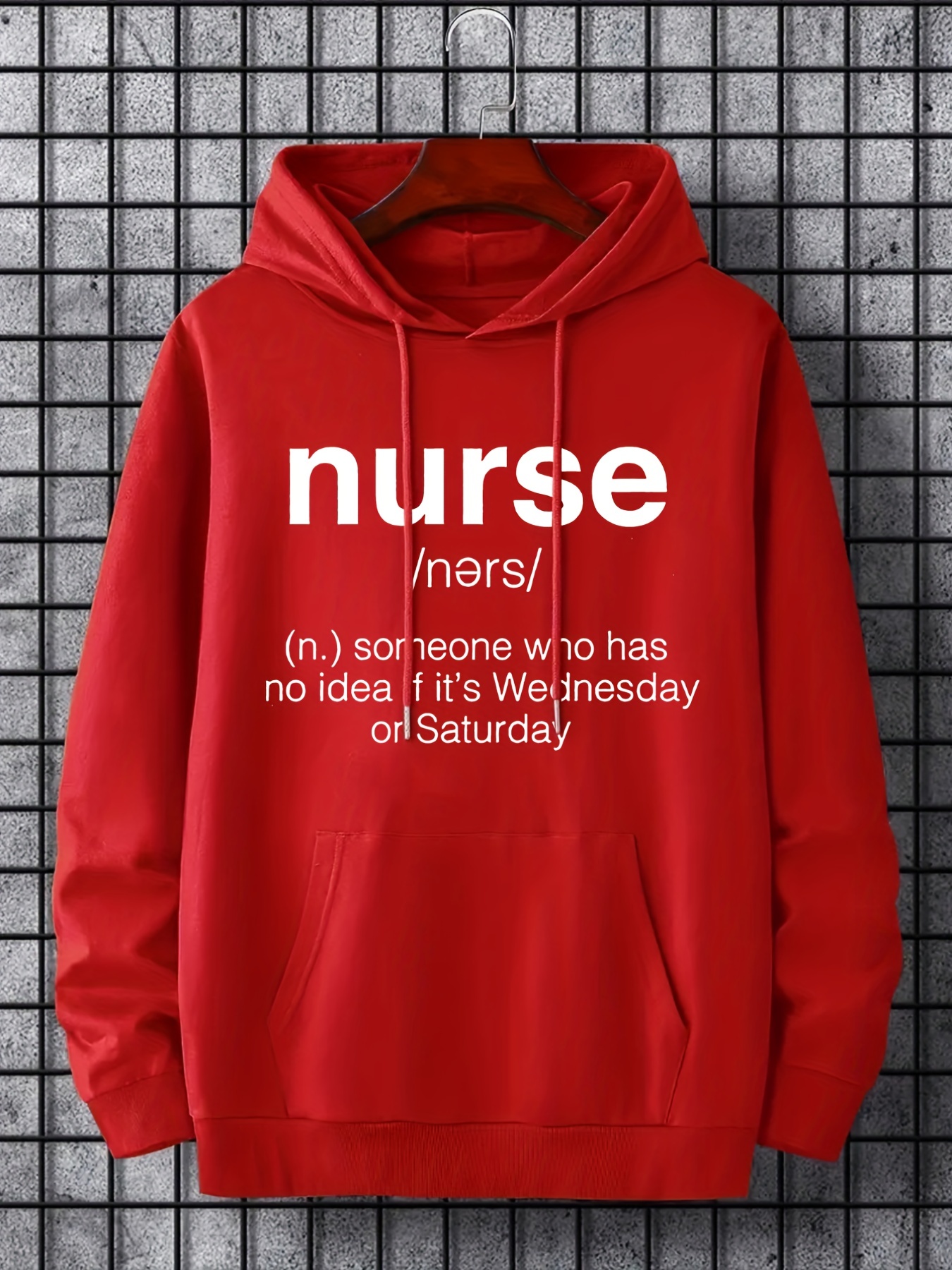 funny nurse definition hoodie men s casual pullover hooded sweatshirt with kangaroo pocket for spring fall as gifts details 0