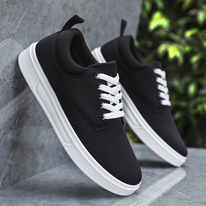 Men's Solid Casual Shoes Lace Up Low Top Outdoor Walking Hiking Sneakers, All Seasons