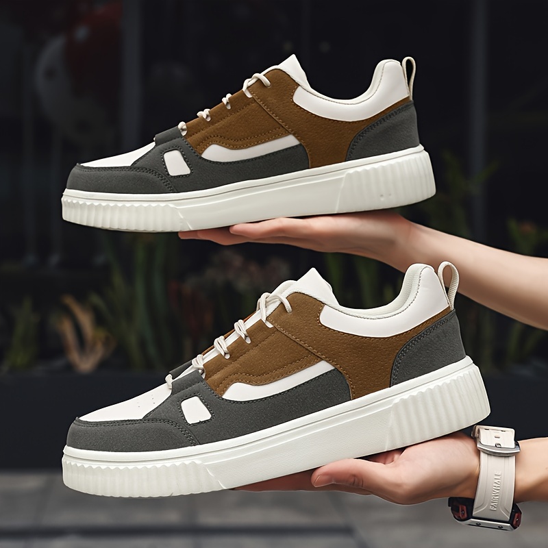 Mens Color Block Skateboard Shoes Lace Up Casual Sneaker Outdoor Walking Skateboarding Men s Shoes Temu details 6