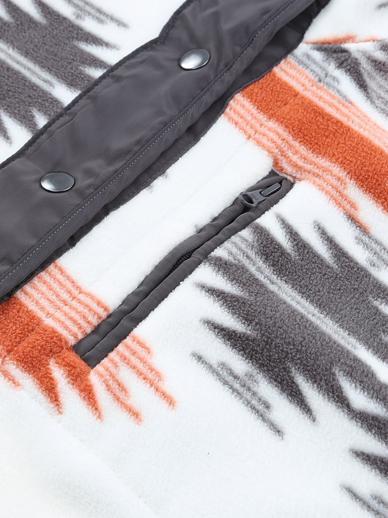 aztec print buttoned retro jacket casual every day outerwear for fall winter womens clothing details 5