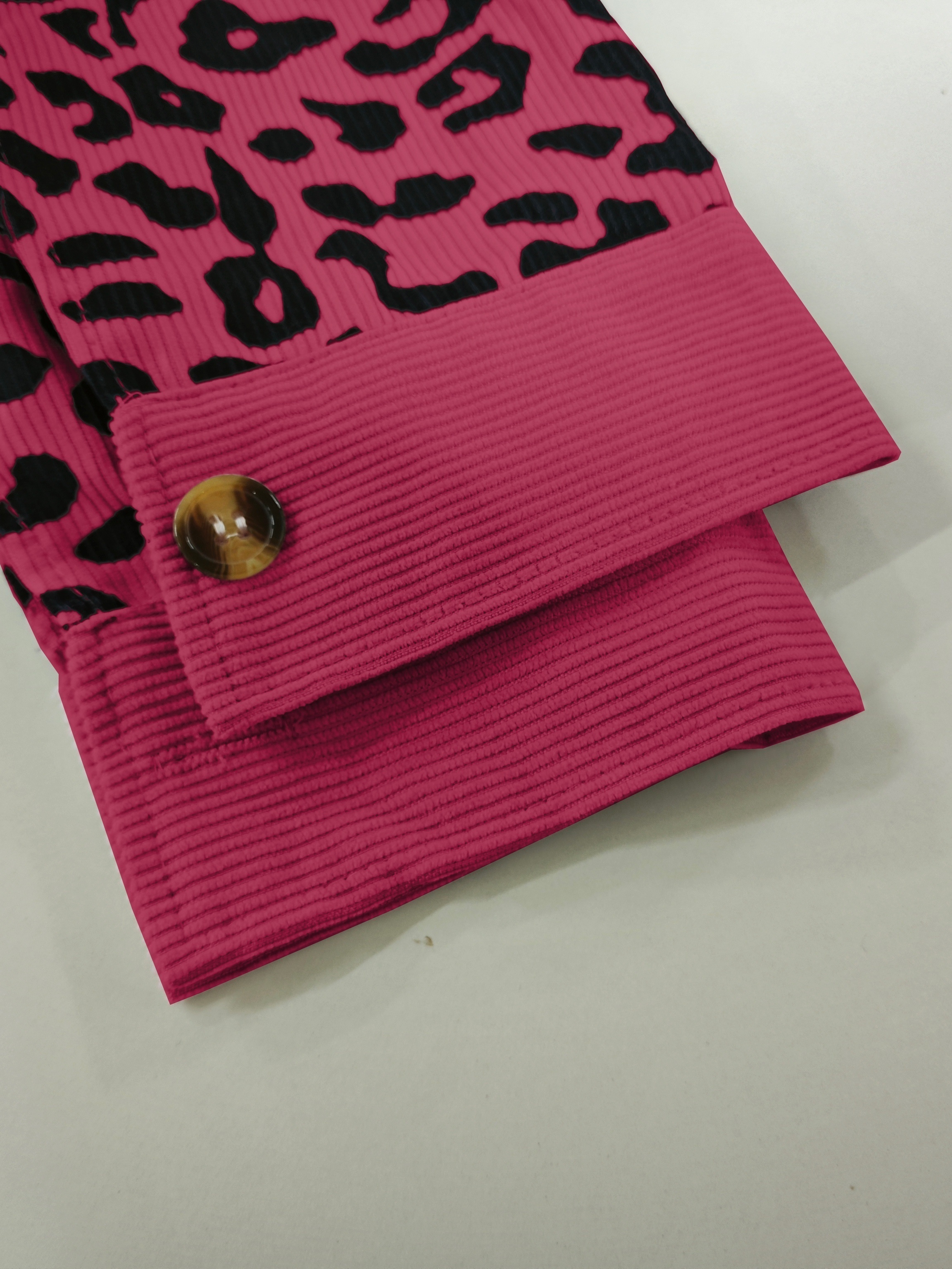 leopard print button front jacket casual long sleeve jacket for fall winter womens clothing details 18