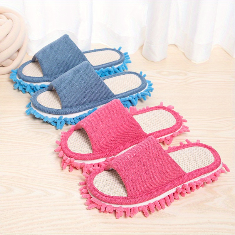indoor cleaning slippers solid color cozy open toe mopping shoes dusting cleaning floor slippers details 7