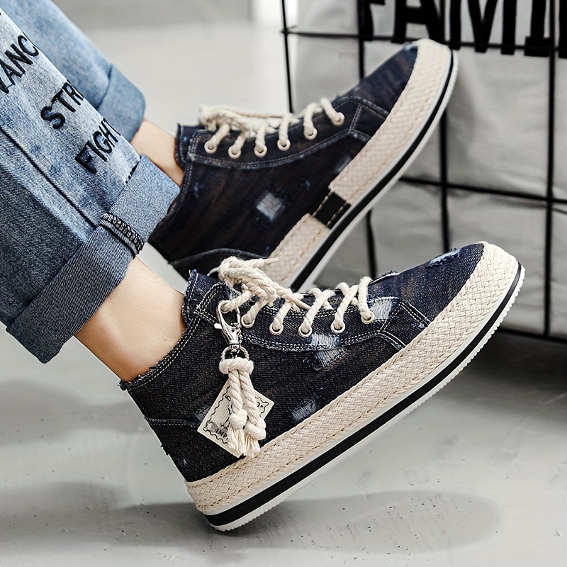 high top skate shoes men s distressed denim good grip details 11