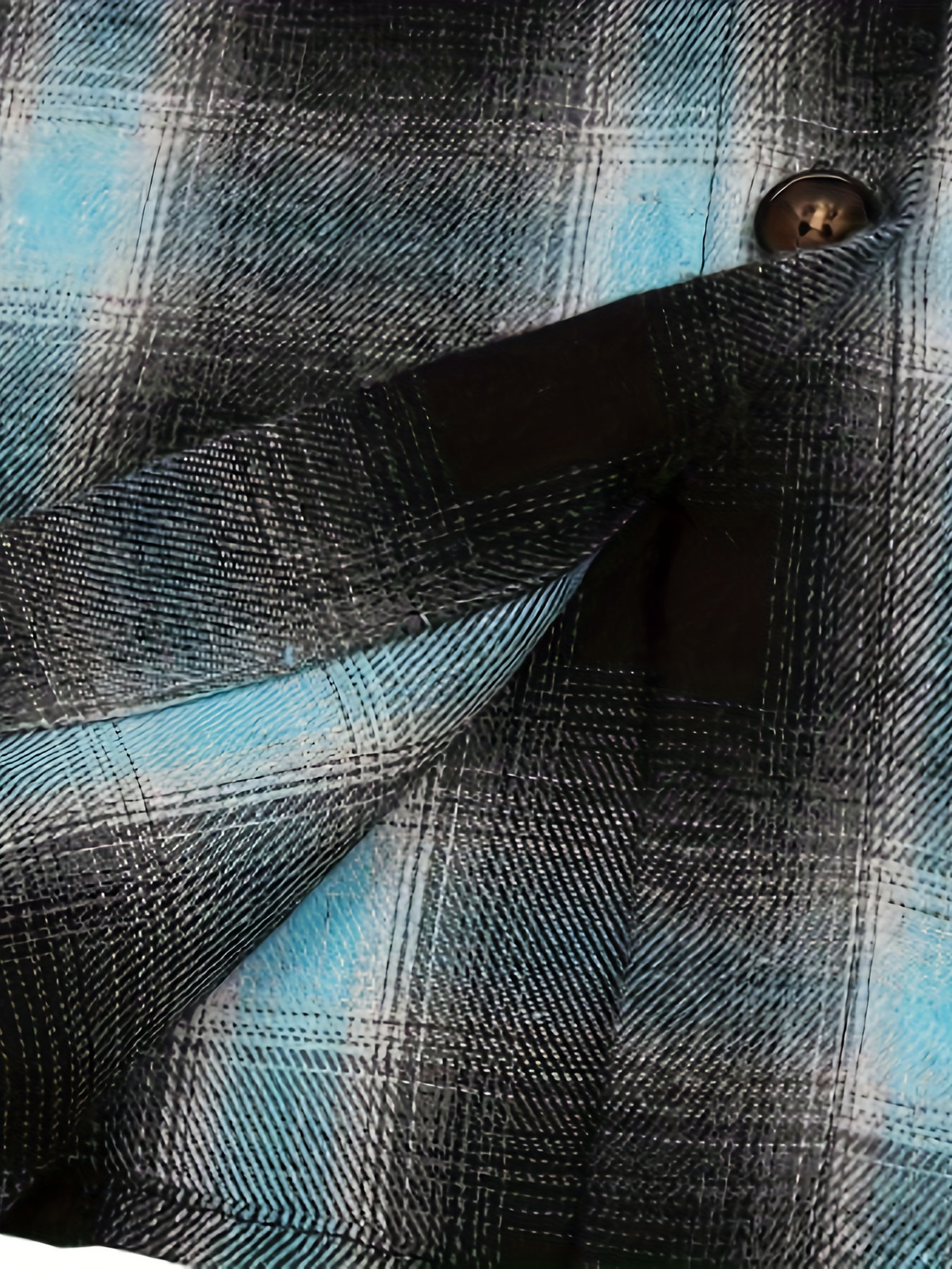 plaid pattern shacket jacket casual button front long sleeve outerwear womens clothing details 3