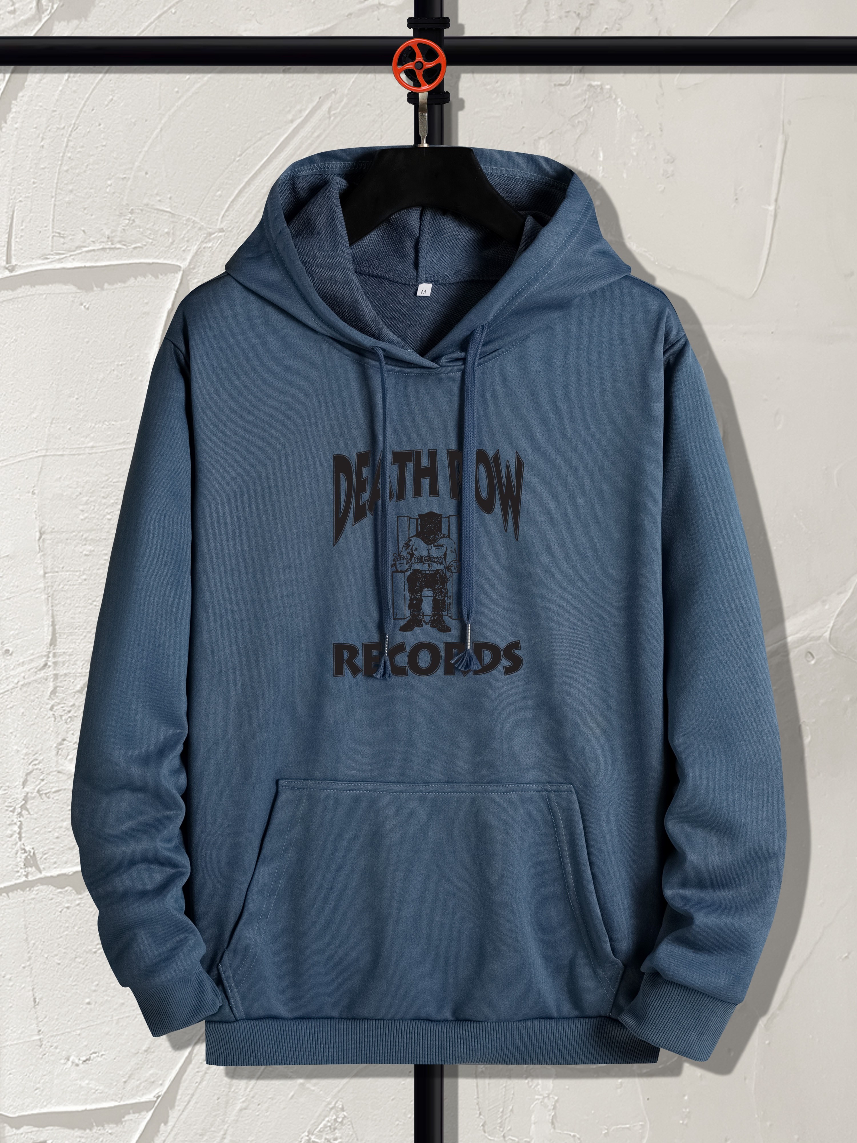 death row print hoodie cool hoodies for men mens casual graphic design pullover hooded sweatshirt with kangaroo pocket streetwear for winter fall as gifts details 15