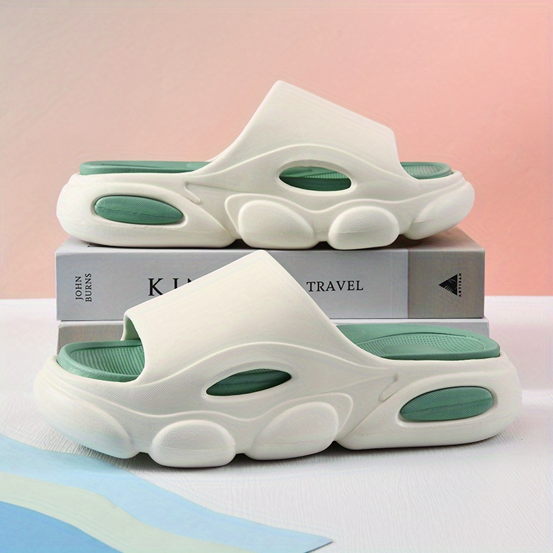 contrast color platform slides casual slip on summer shoes comfortable indoor home shoes details 0