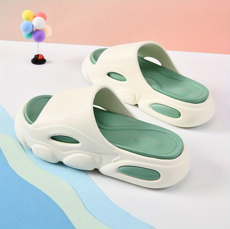 contrast color platform slides casual slip on summer shoes comfortable indoor home shoes details 4