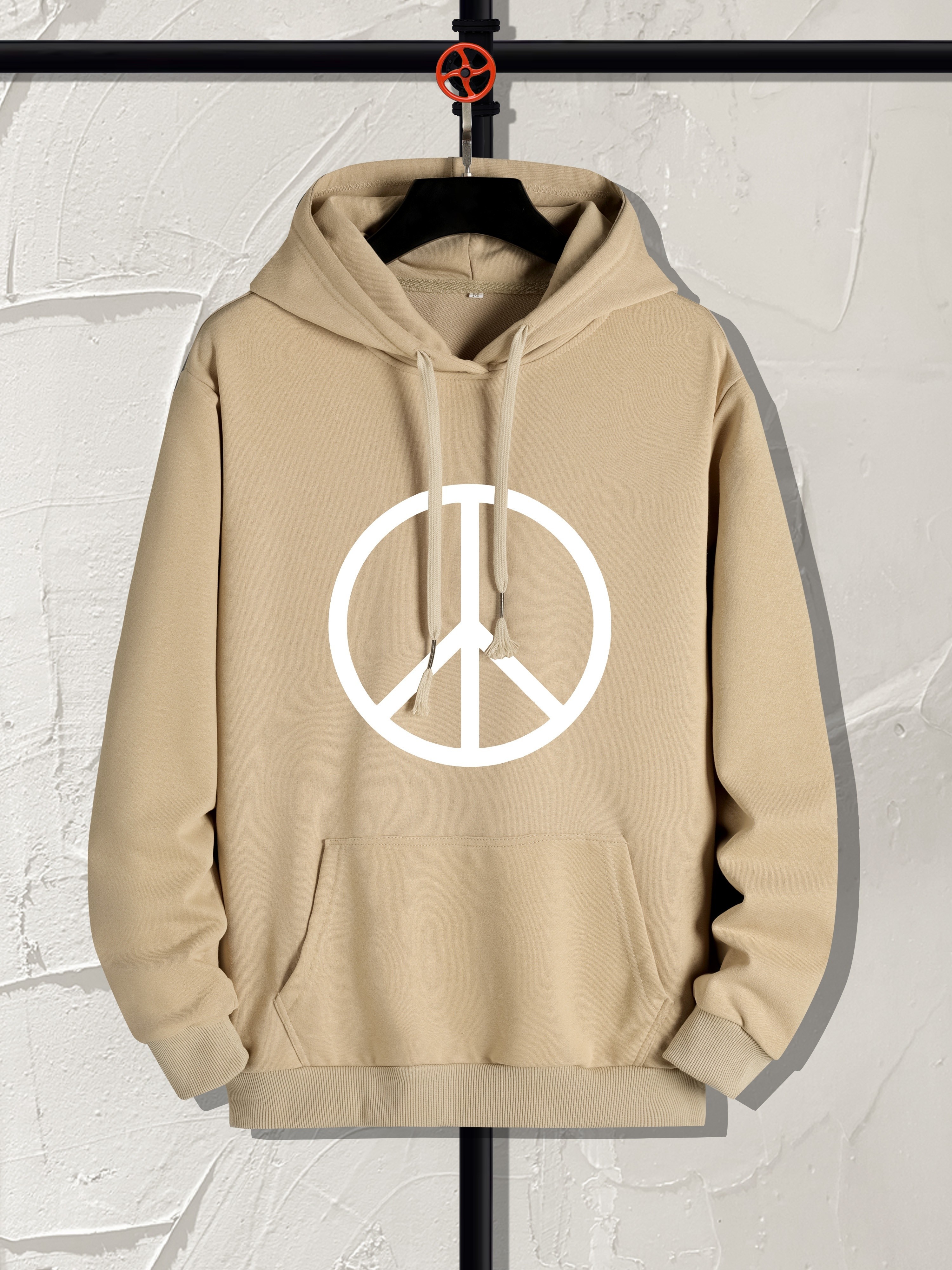 peace sign print hoodie hoodies for men mens casual graphic design pullover hooded sweatshirt with kangaroo pocket streetwear for winter fall as gifts details 0
