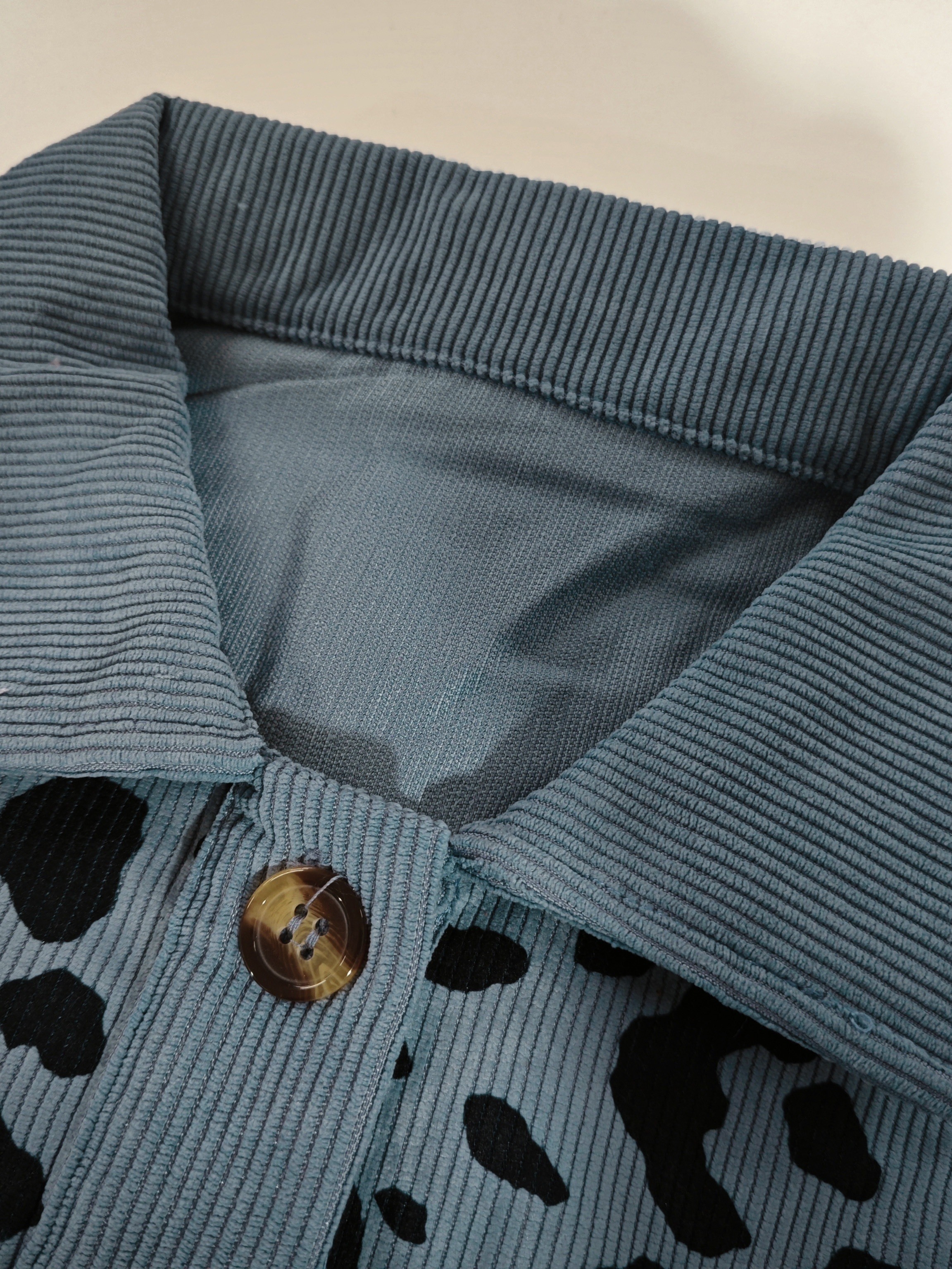 leopard print button front jacket casual long sleeve jacket for fall winter womens clothing details 24