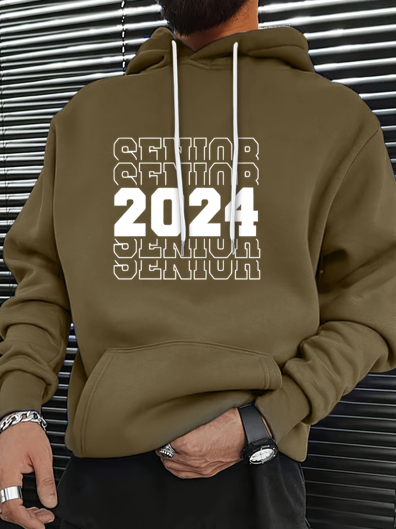 senior 2024 print hoodie for men warm trendy hooded long sleeve top mens clothing details 0